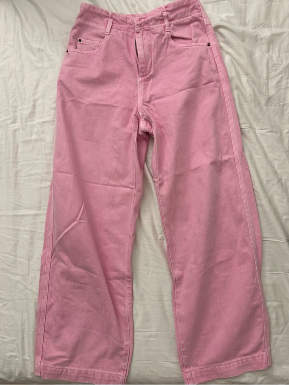 High-Rise Pink Wide-Leg Jeans for Women